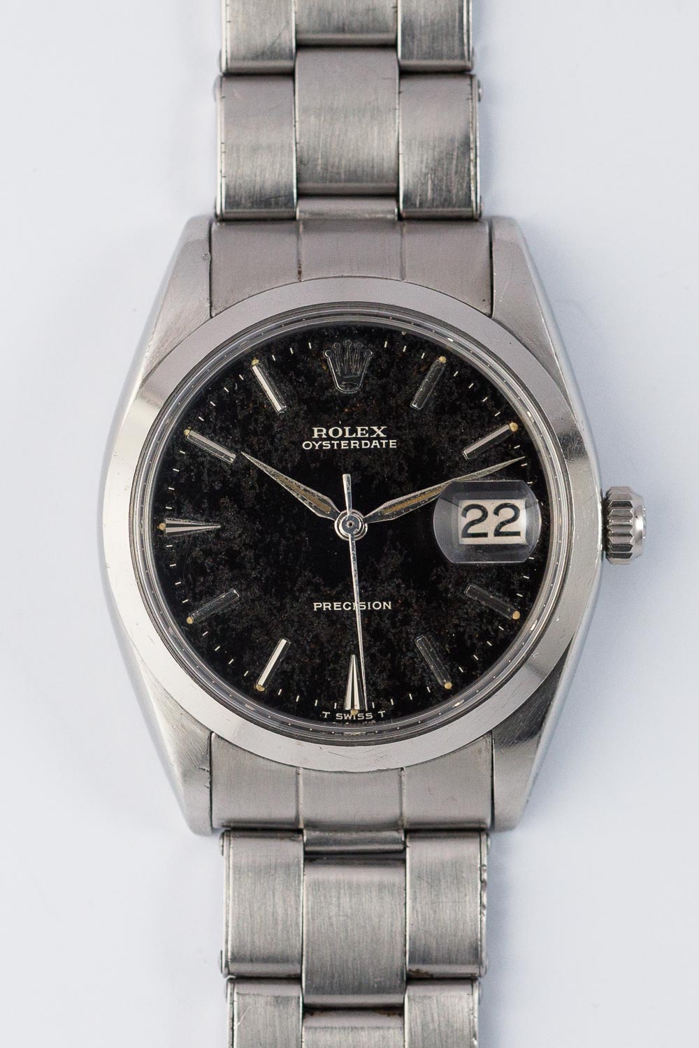 貴重 手巻き 腕時計 ROLEX オイスターデイト 金針 黒盤 6694 1225 - ブランド腕時計