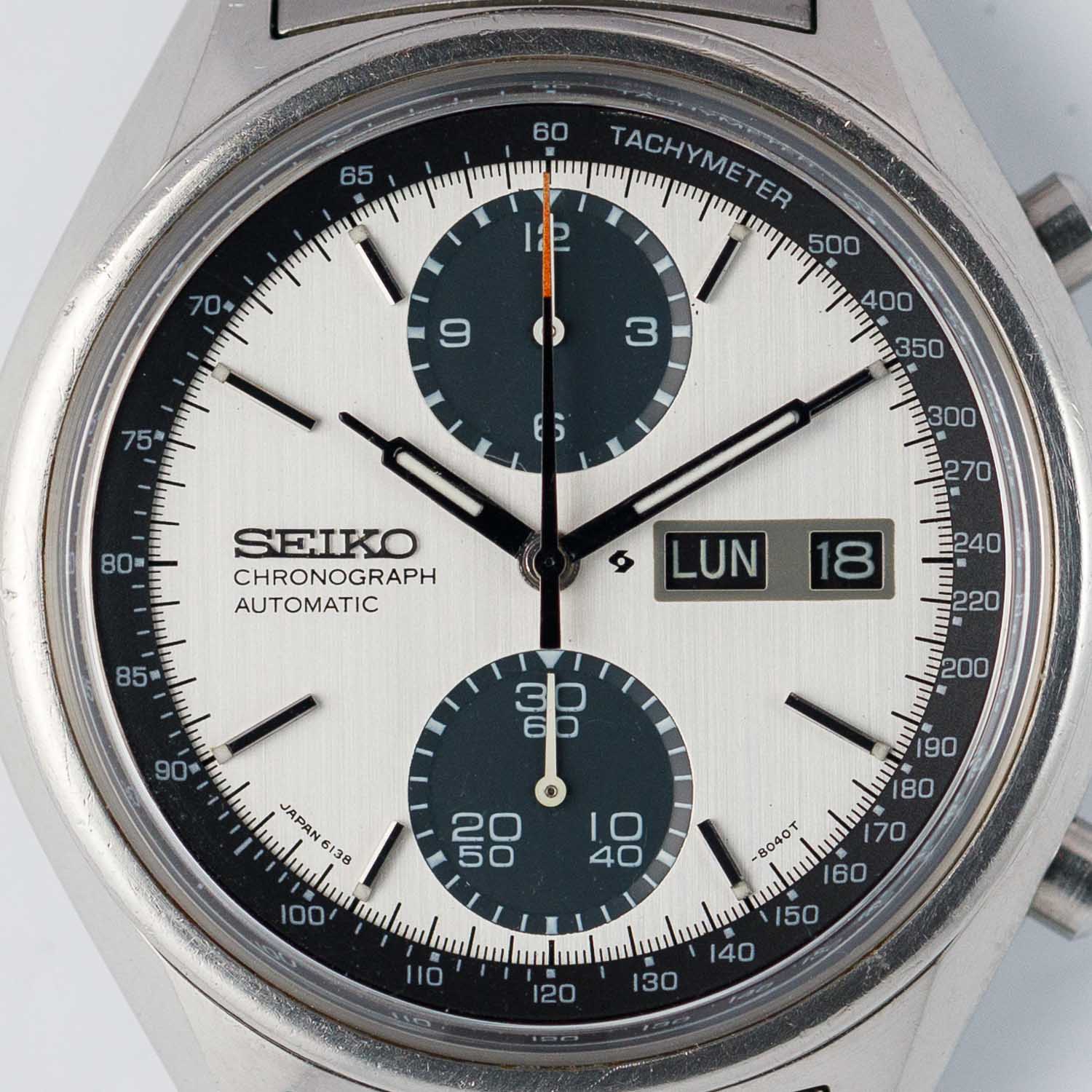 SEIKO セイコー クロノグラフ 1973年製 デイデイト 自動巻き メンズ 腕時計 黒文字盤 6138-8020